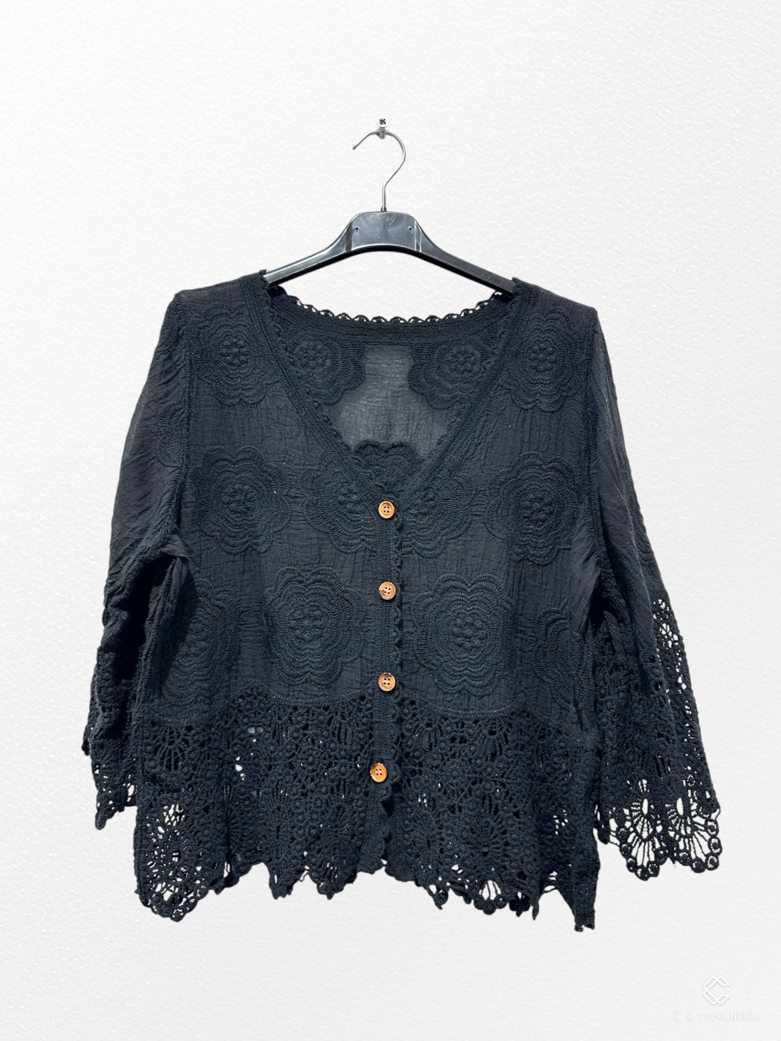 Gilet court coton dentelle - L'autre mode