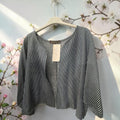 Gilet court oversize rayures coton - L'autre mode