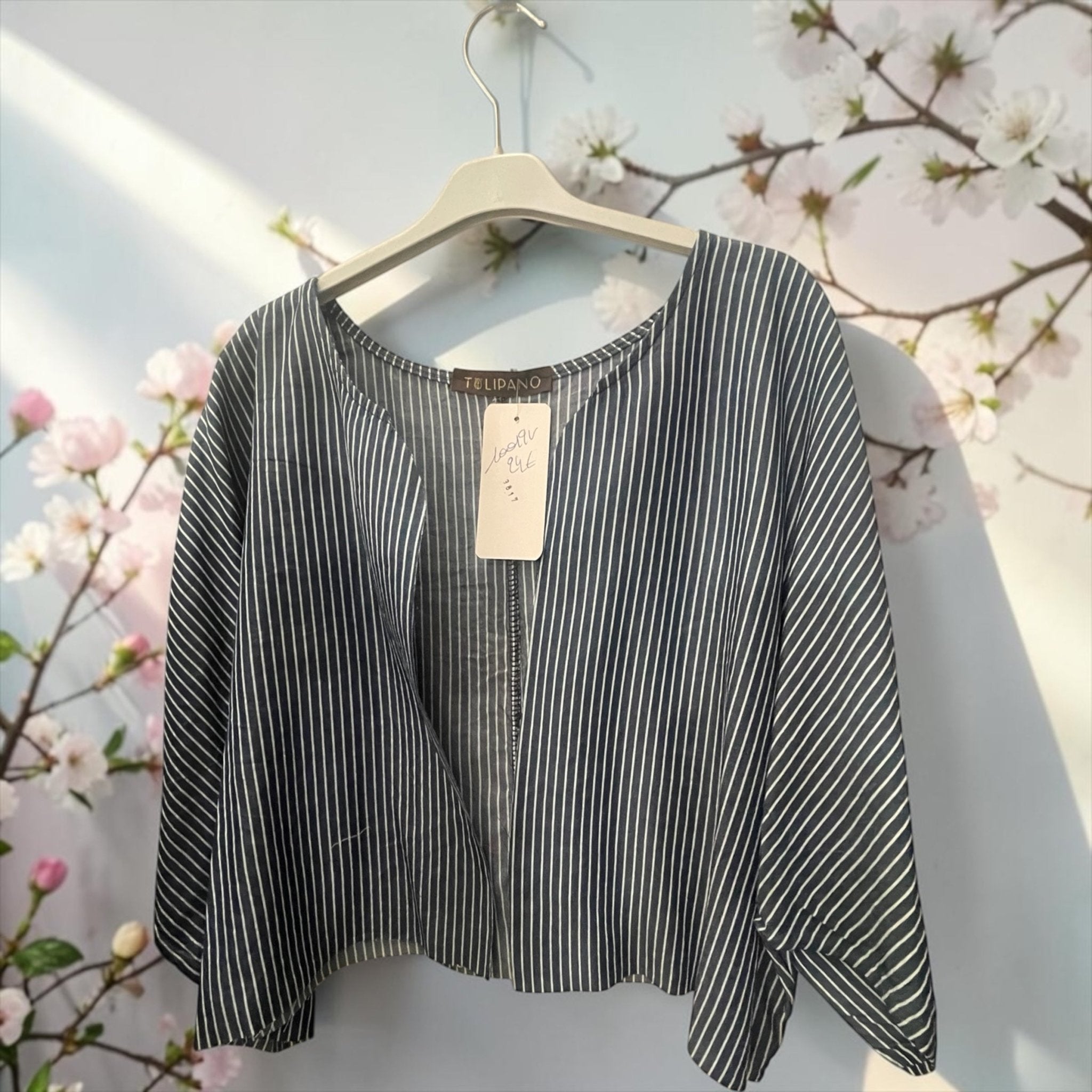 Gilet court oversize rayures coton - L'autre mode