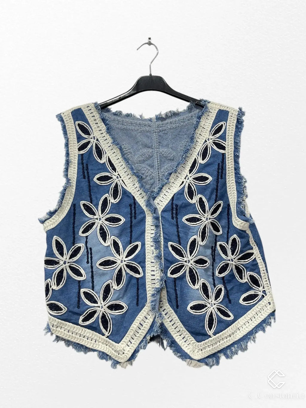 Gilet jeans brodé - L'autre mode
