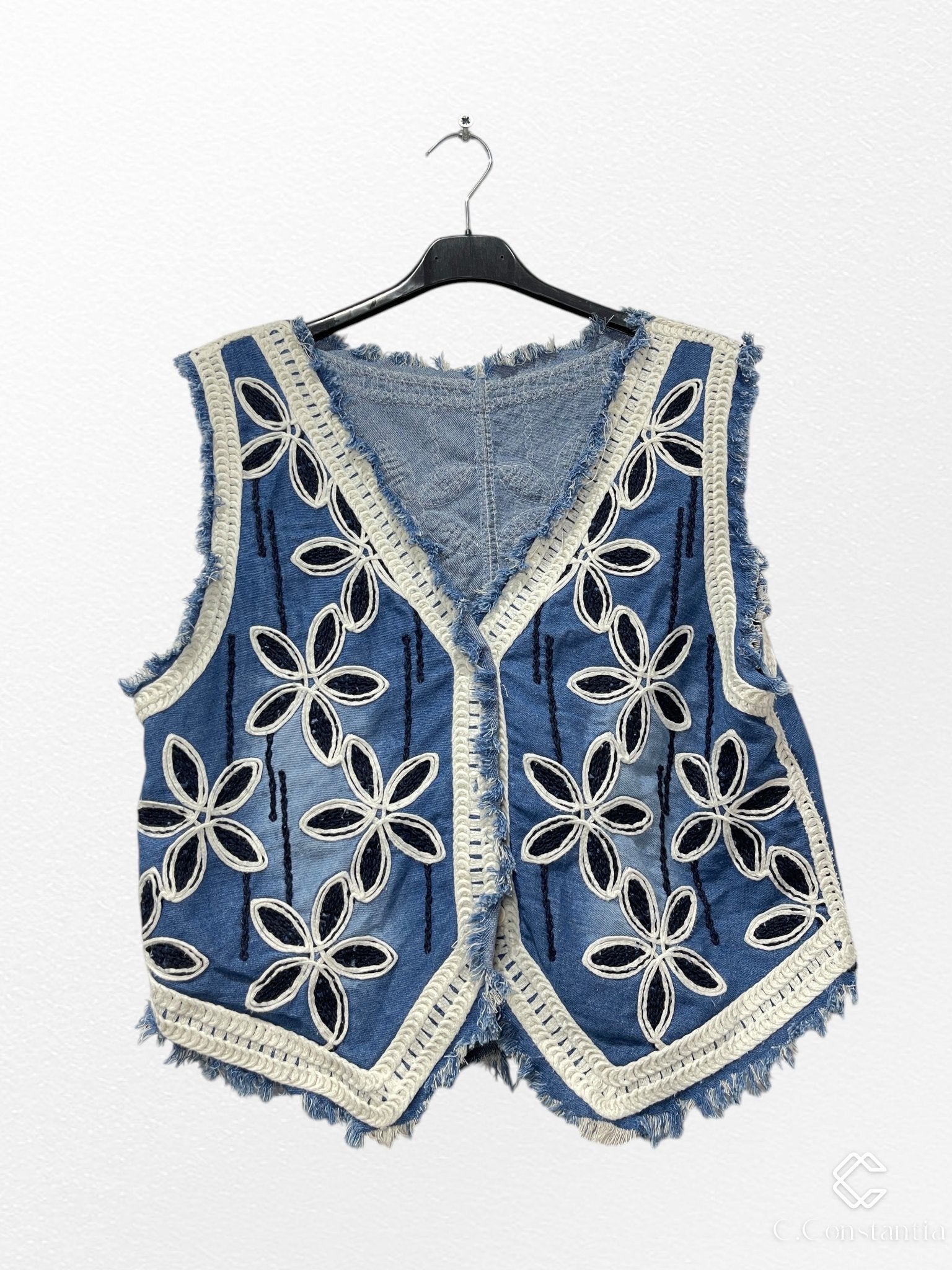 Gilet jeans brodé - L'autre mode