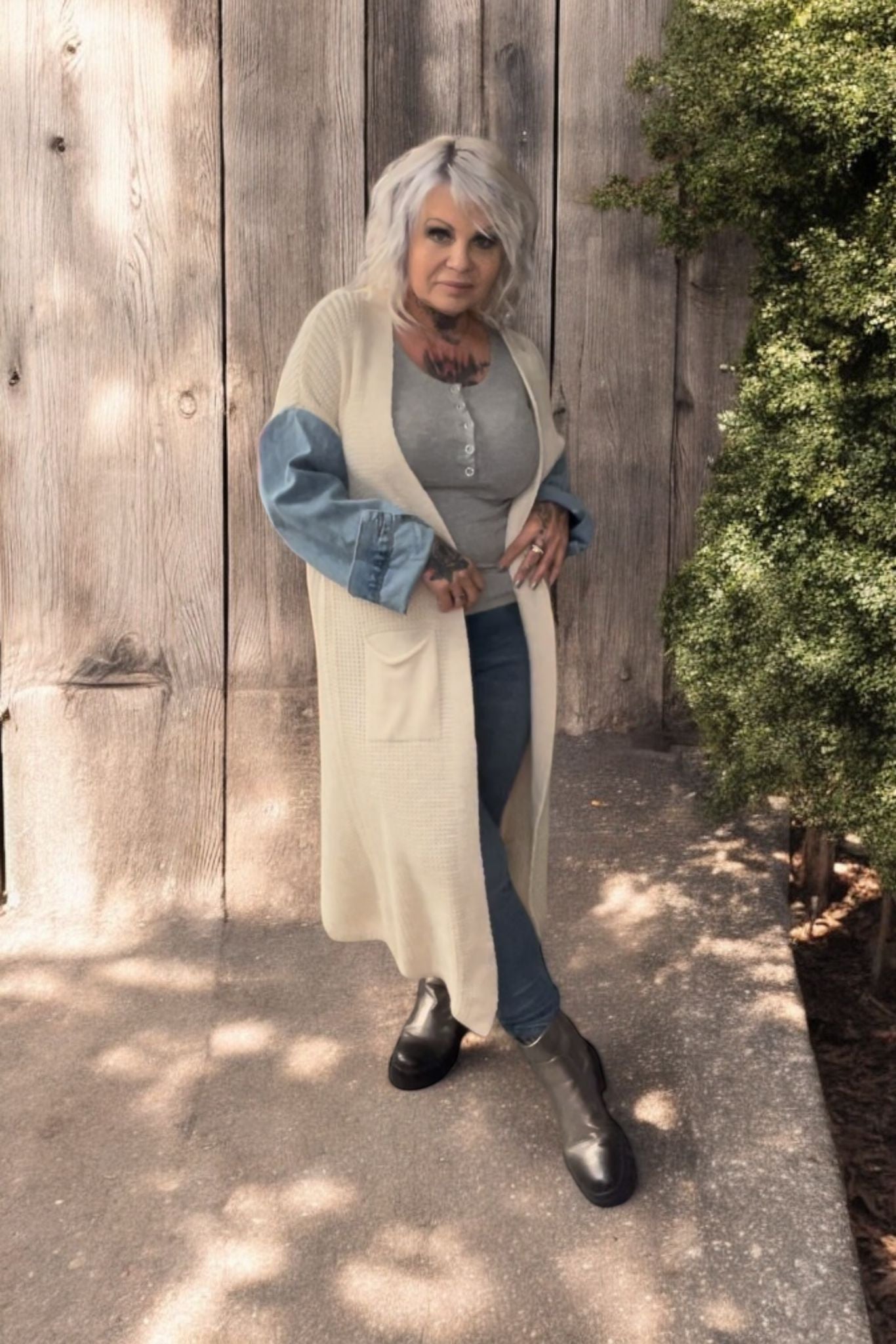 gilet long bi matière - L'autre mode