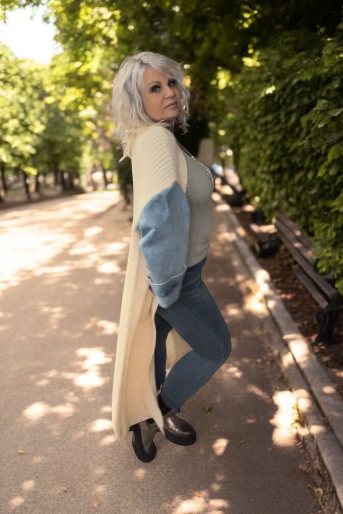 gilet long bi matière - L'autre mode