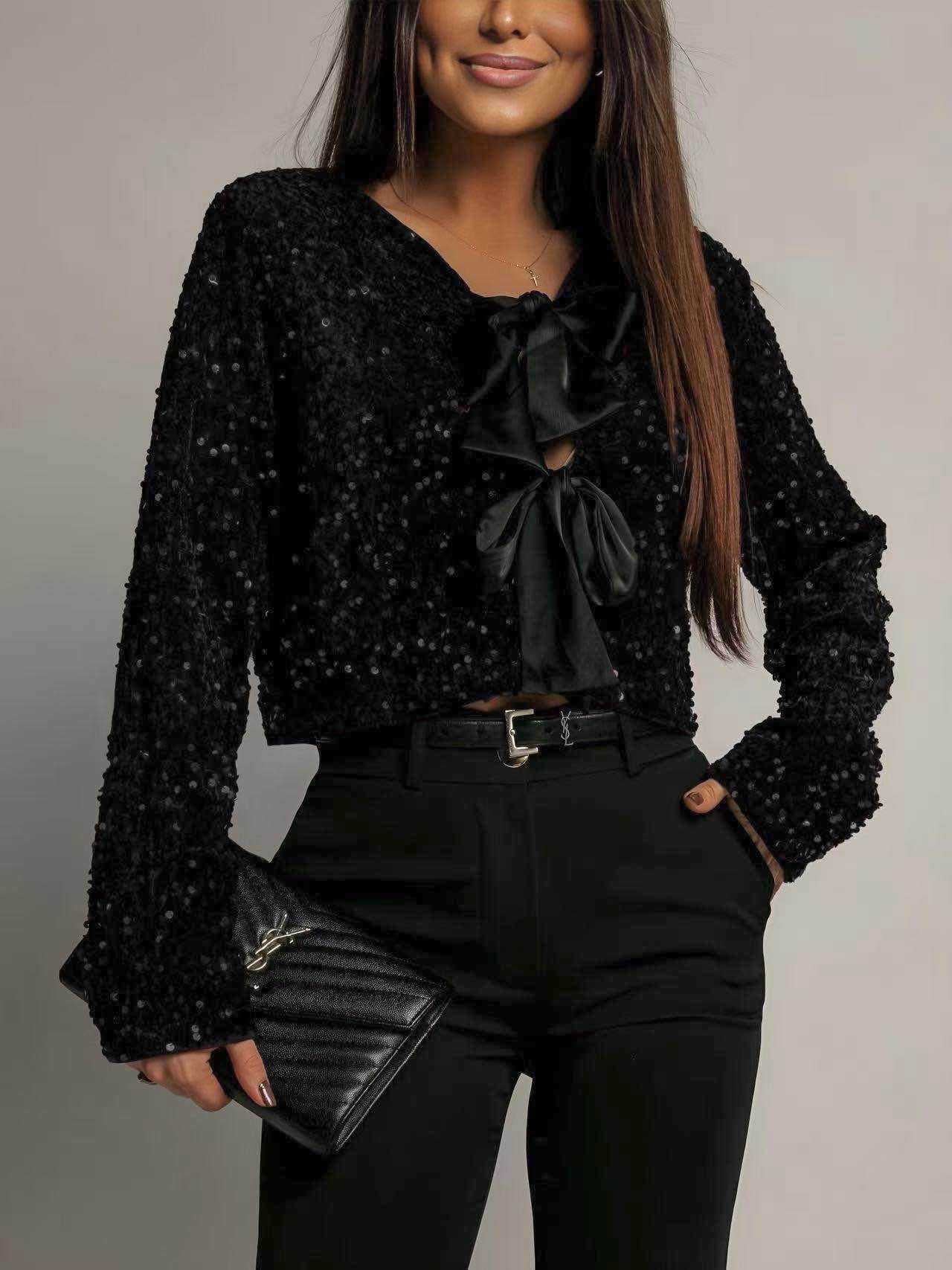 Gilet noeuds sequins - L'autre mode