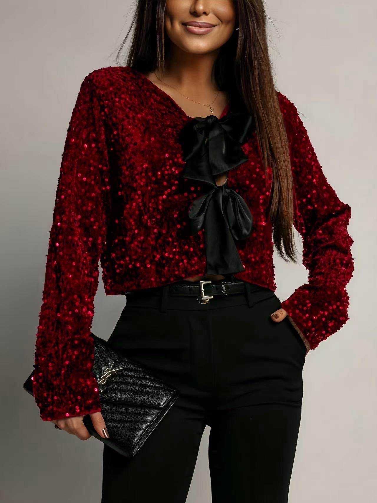 Gilet noeuds sequins - L'autre mode