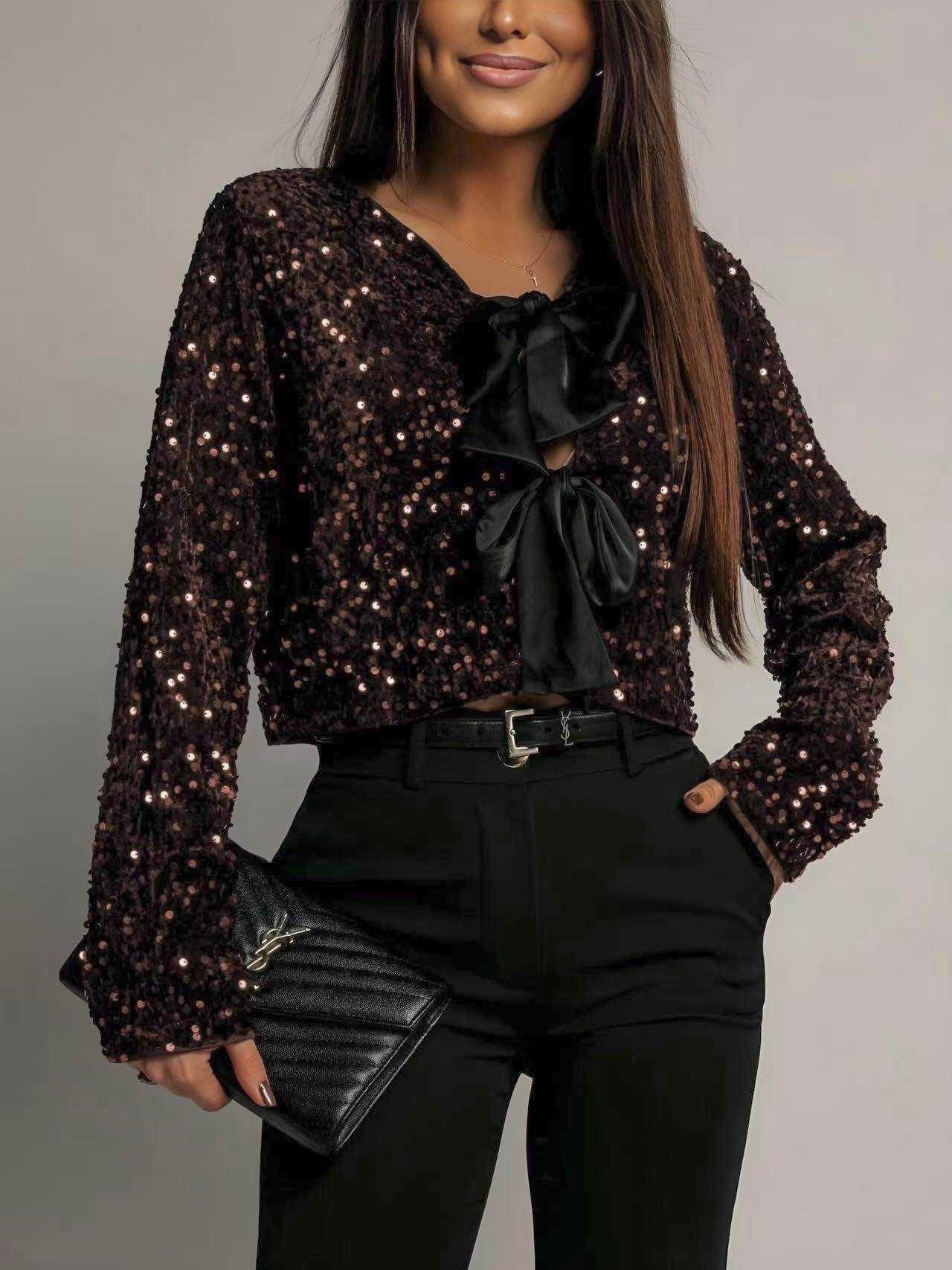 Gilet noeuds sequins - L'autre mode