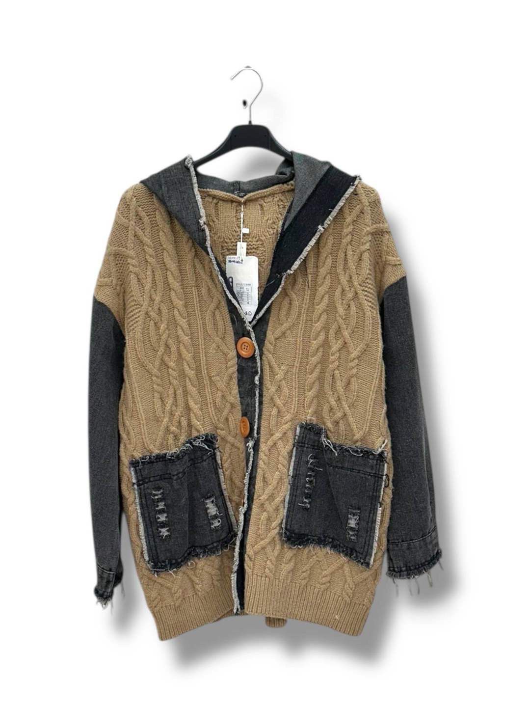 gilet veste empiècement jeans - L'autre mode