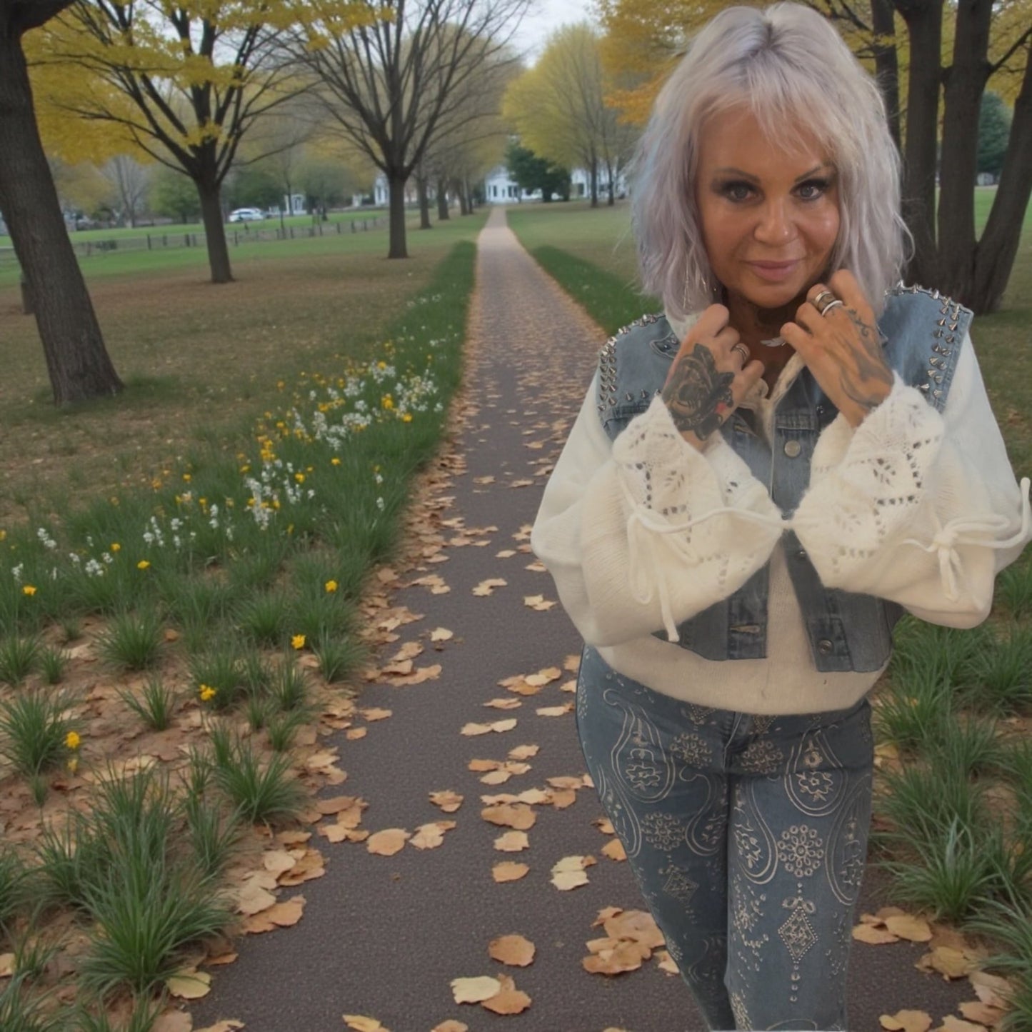 jeans brodé - L'autre mode