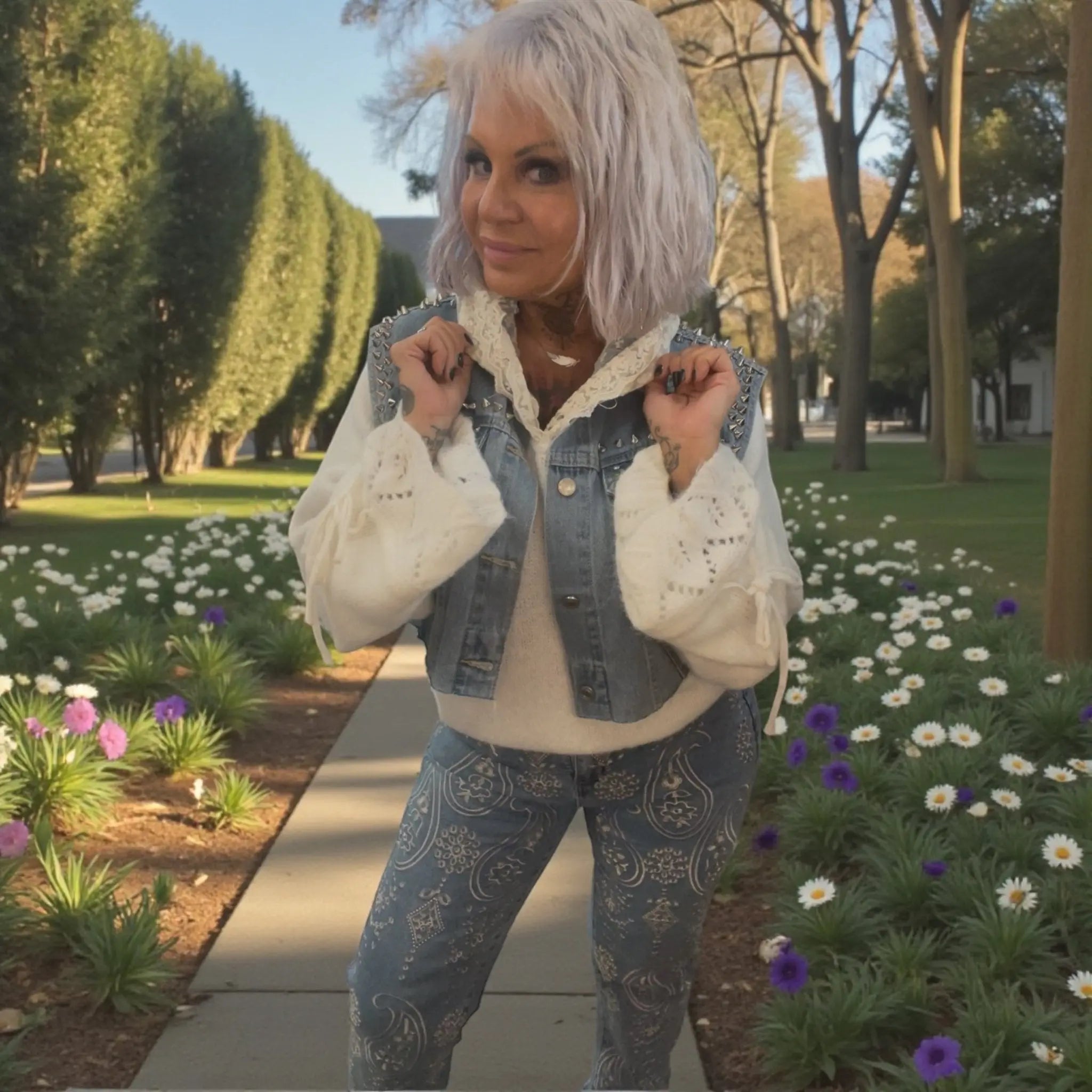 jeans brodé - L'autre mode