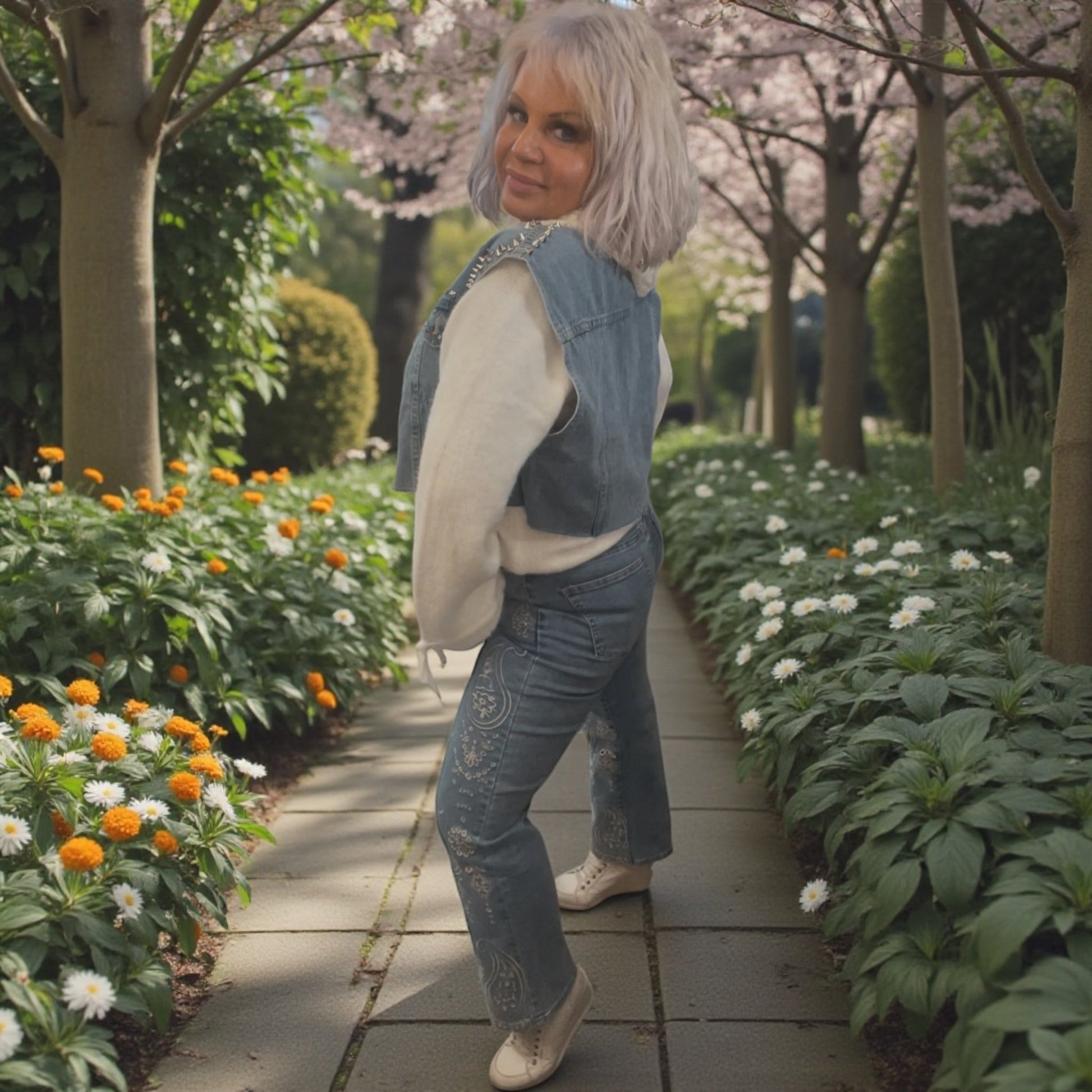 jeans brodé - L'autre mode