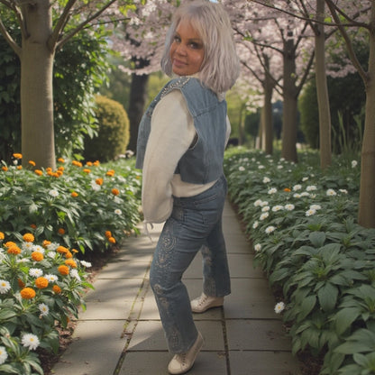 jeans brodé - L'autre mode