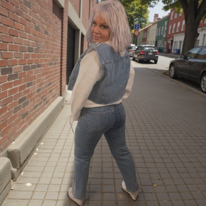 jeans brodé - L'autre mode