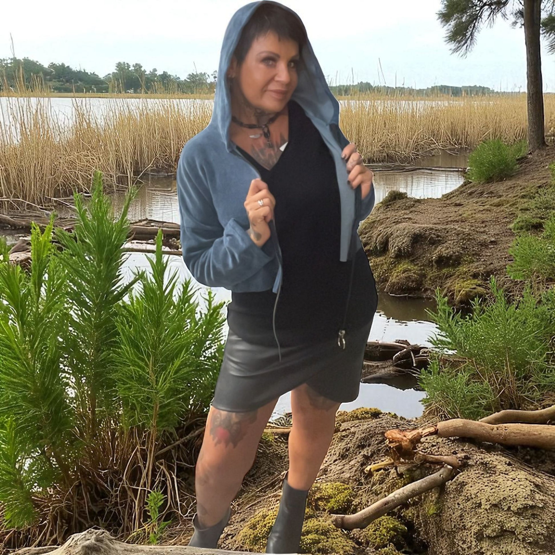 jupe drapée simili - L'autre mode