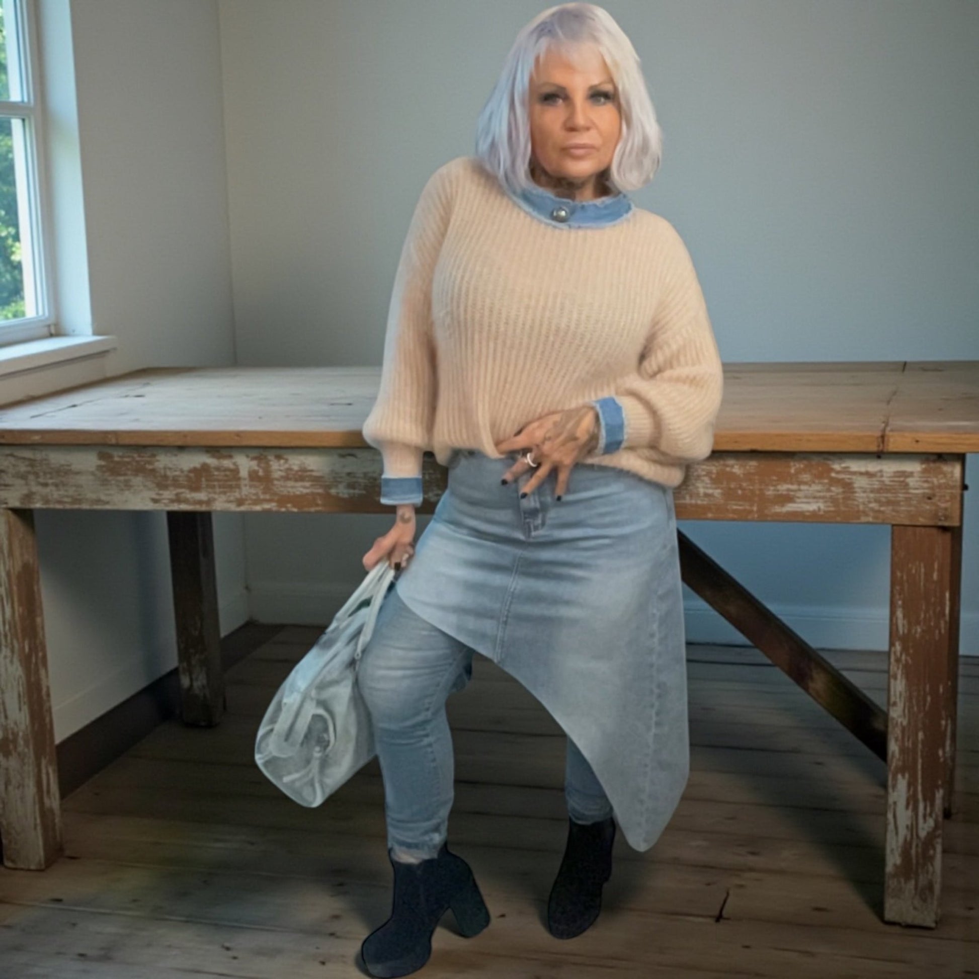 Jupe jeans asymetrique - L'autre mode