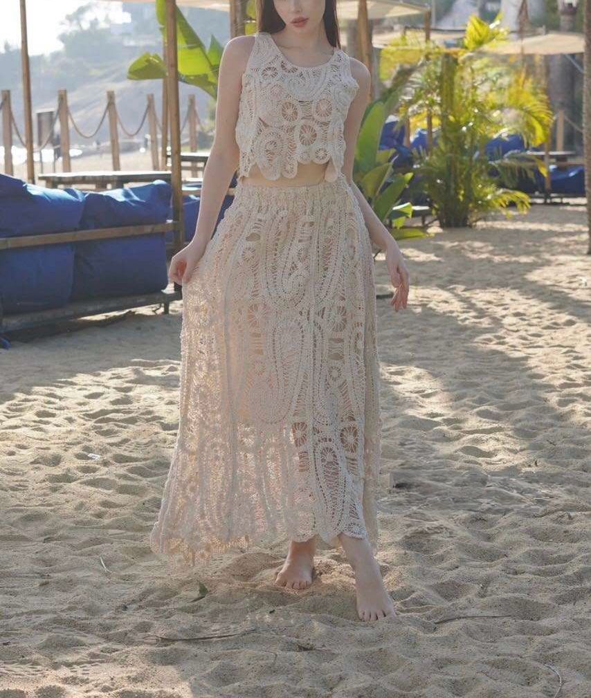 Jupe longue crochet coton - L'autre mode