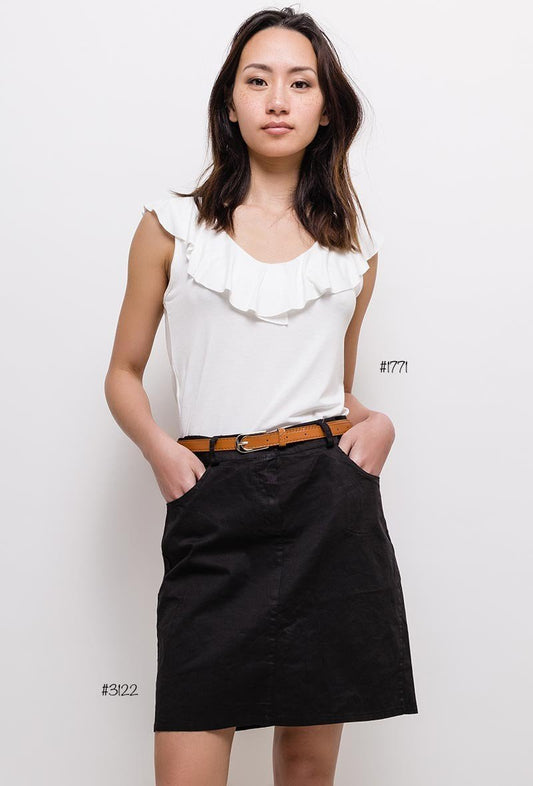 JUPE ONDINE DROITE CHIC POCHES - L'autre mode