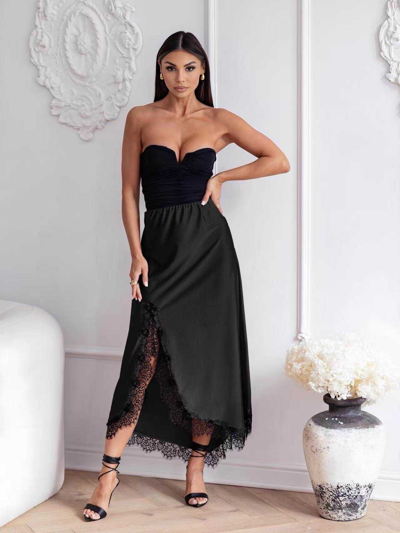 jupe satin dentelle - L'autre mode