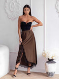 Jupe satin dentelle femme - L'autre mode