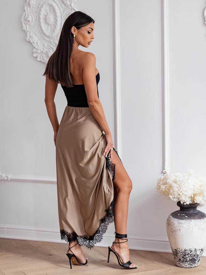 jupe satin dentelle - L'autre mode