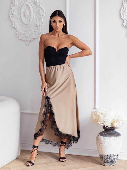 jupe satin dentelle - L'autre mode