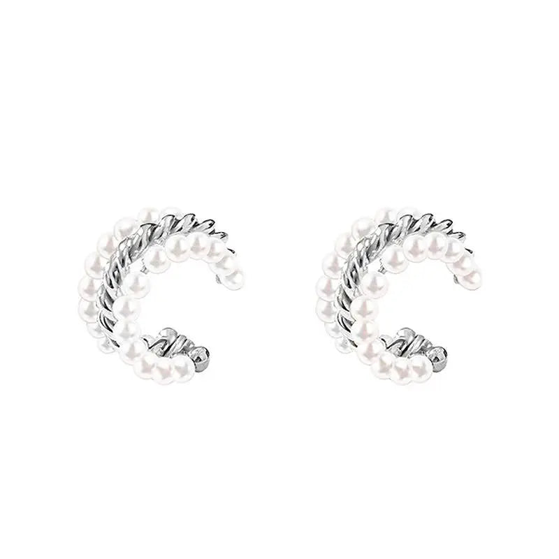 PAIRE DE BOUCLES D'OREILLES À TRIPLE ANNEAU AVEC PERLES - L'autre mode