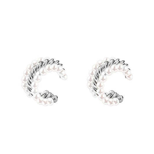 PAIRE DE BOUCLES D'OREILLES À TRIPLE ANNEAU AVEC PERLES - L'autre mode