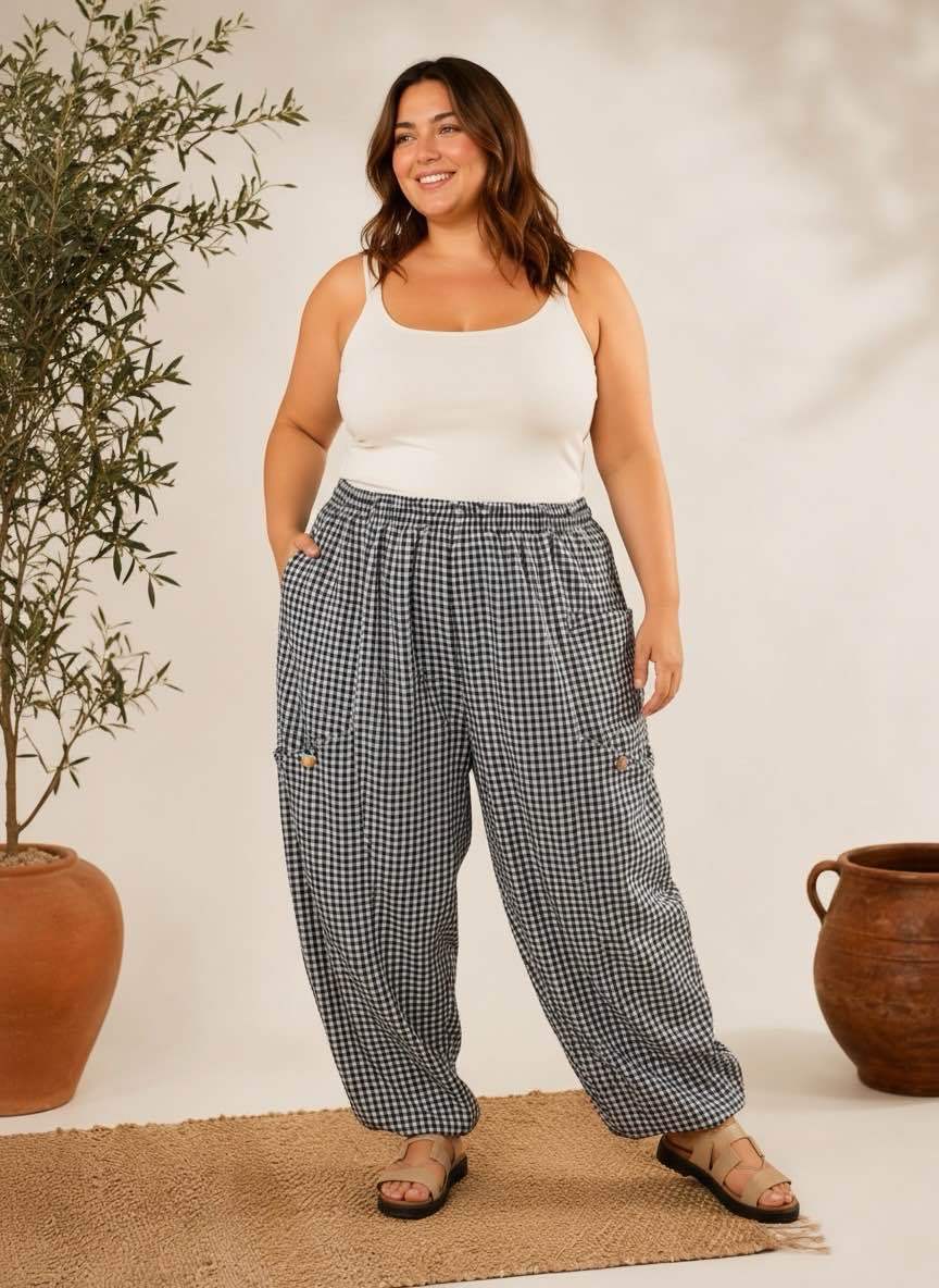 pantalon ballon petits carreaux - L'autre mode