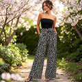 pantalon fluide avec ceinture motifs léo fins - L'autre mode
