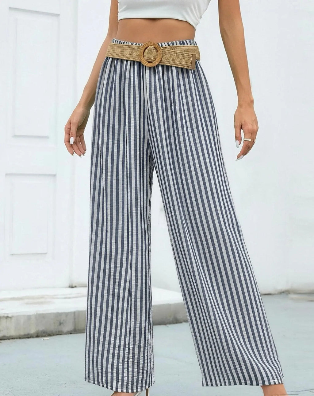 Pantalon fluide large ligné - L'autre mode