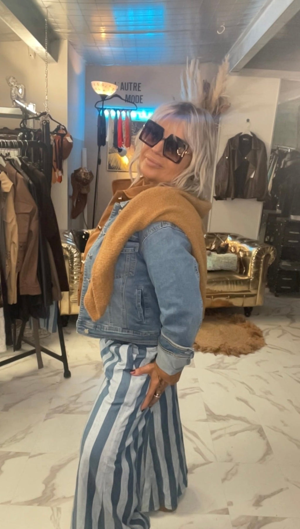 Pantalon large en tencel effet jean long - L'autre mode