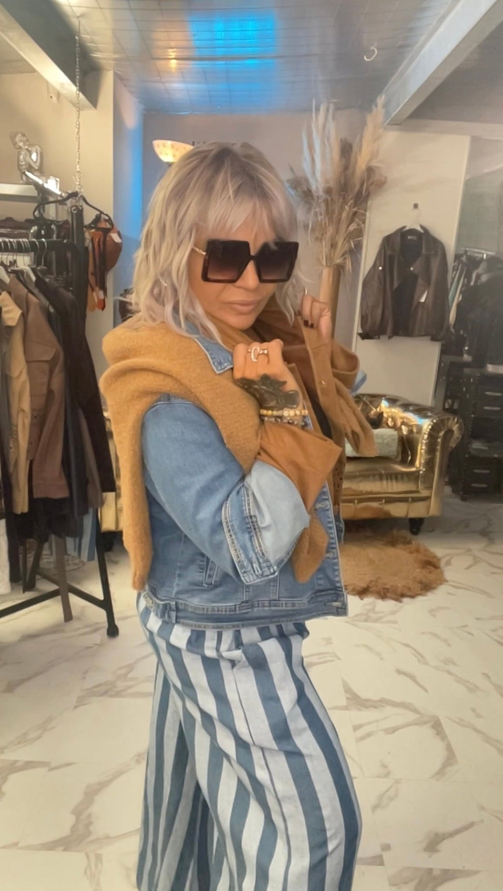 Pantalon large en tencel effet jean long - L'autre mode