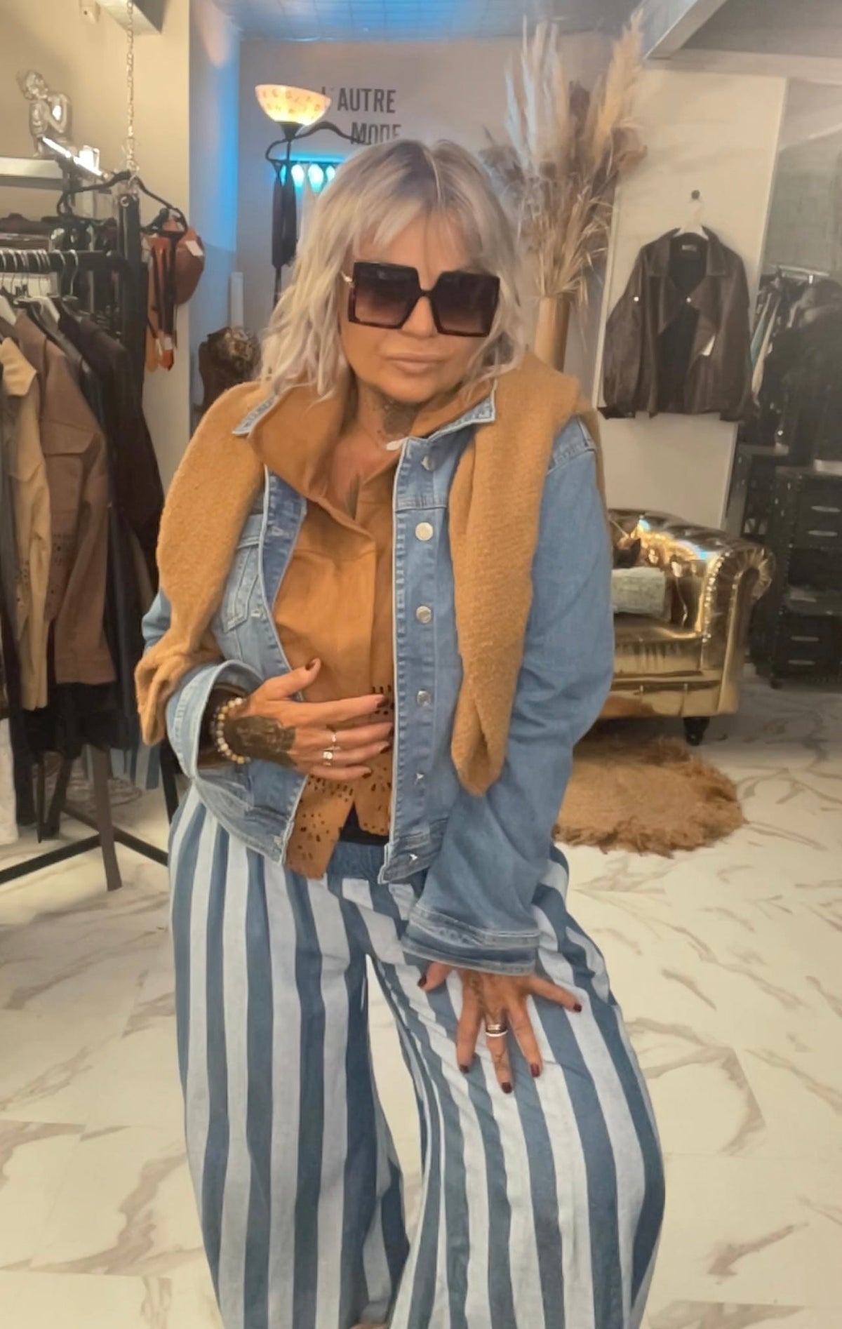 Pantalon large en tencel effet jean long - L'autre mode