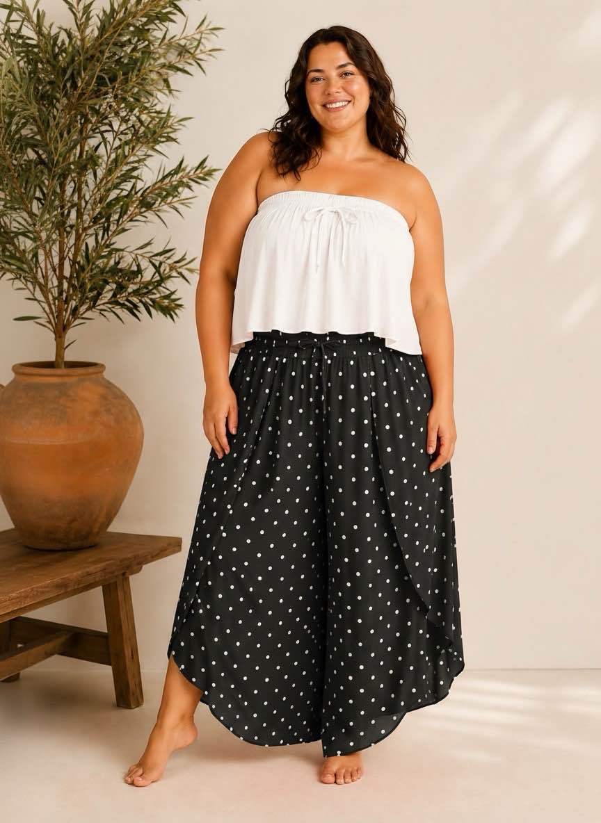 Pantalon portefeuille petit pois - L'autre mode