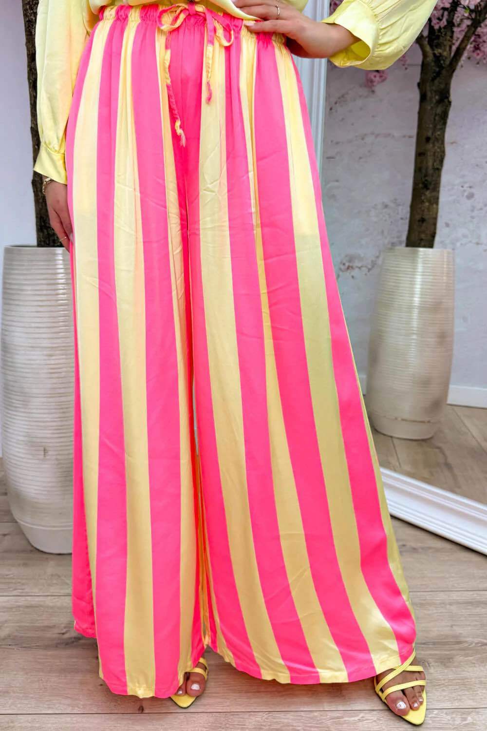 PANTALON SATINE LARGE RAYURES - L'autre mode