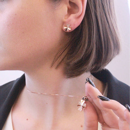 Pendentifs Clover Petal - Or Rosé Et Cristal - L'autre mode