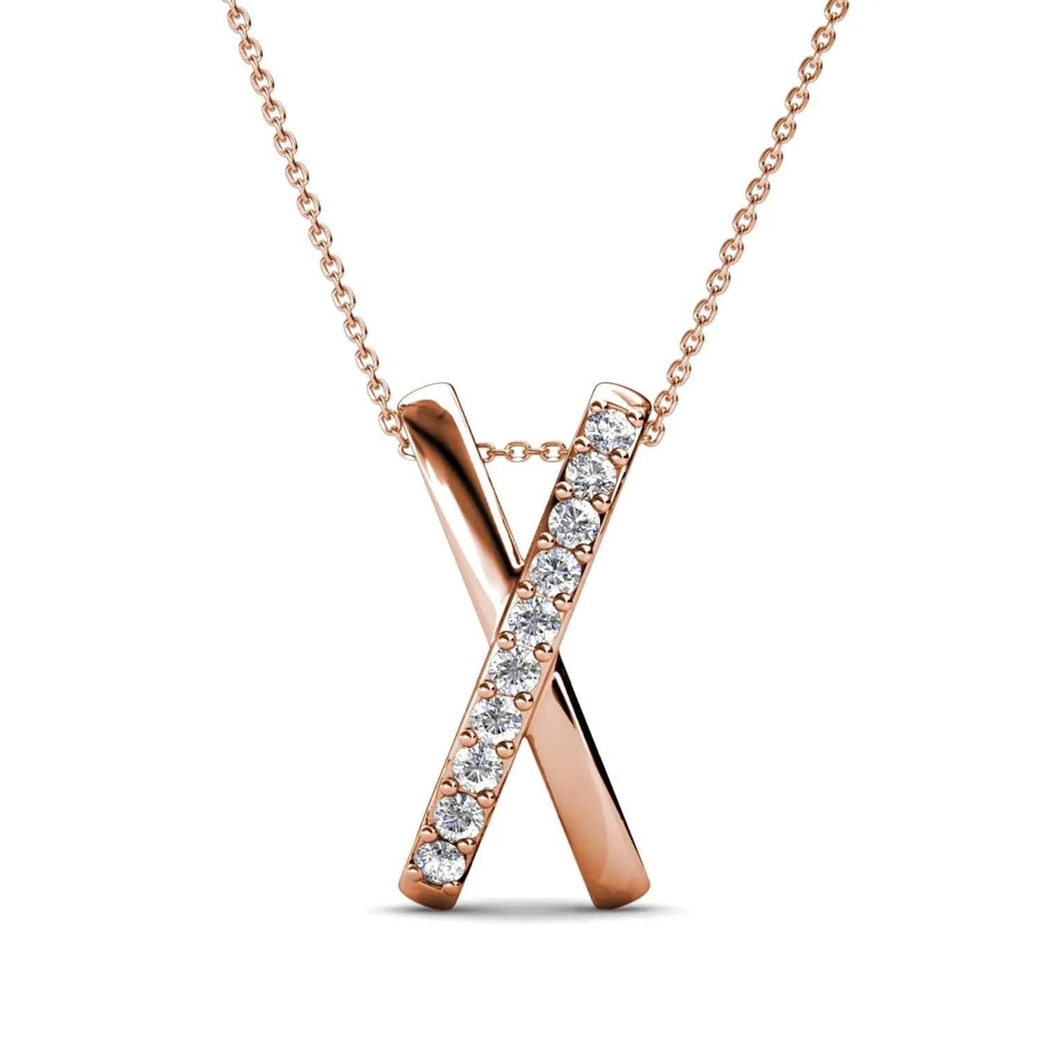 Pendentifs X Duo - Or Rosé Et Cristal - L'autre mode