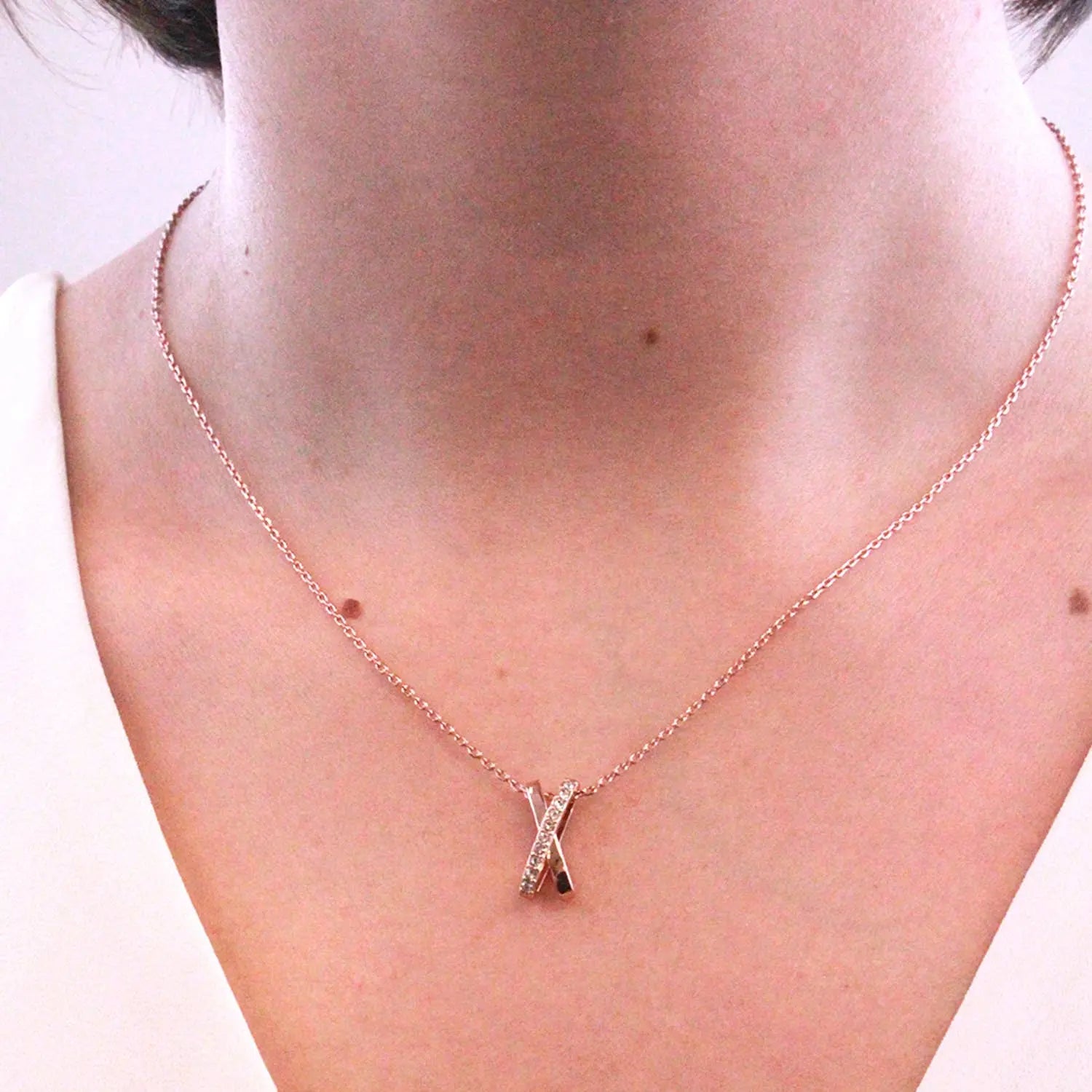 Pendentifs X Duo - Or Rosé Et Cristal - L'autre mode