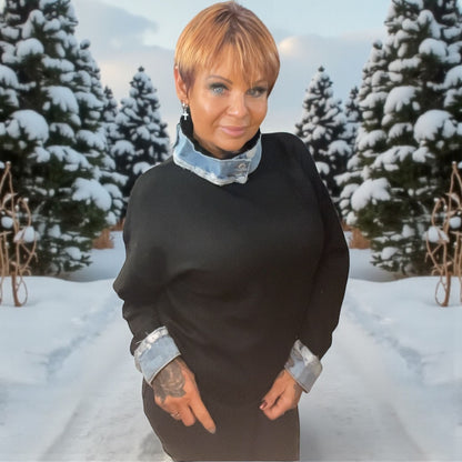 pull cheminée col jeans - L'autre mode