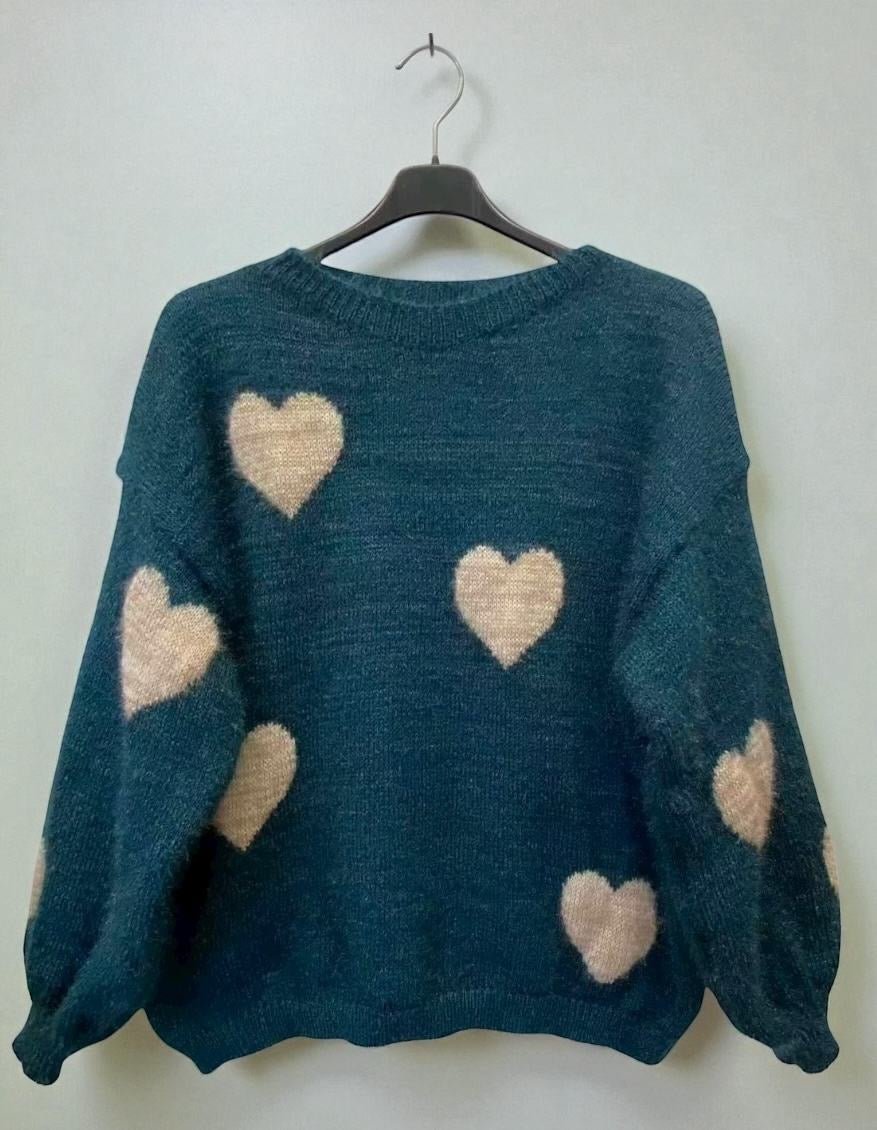 Pull Col Rond Avec Motif Coeur - L'autre mode