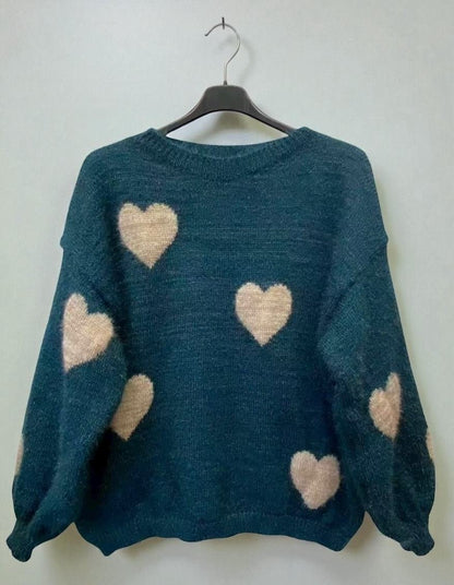 Pull Col Rond Avec Motif Coeur - L'autre mode