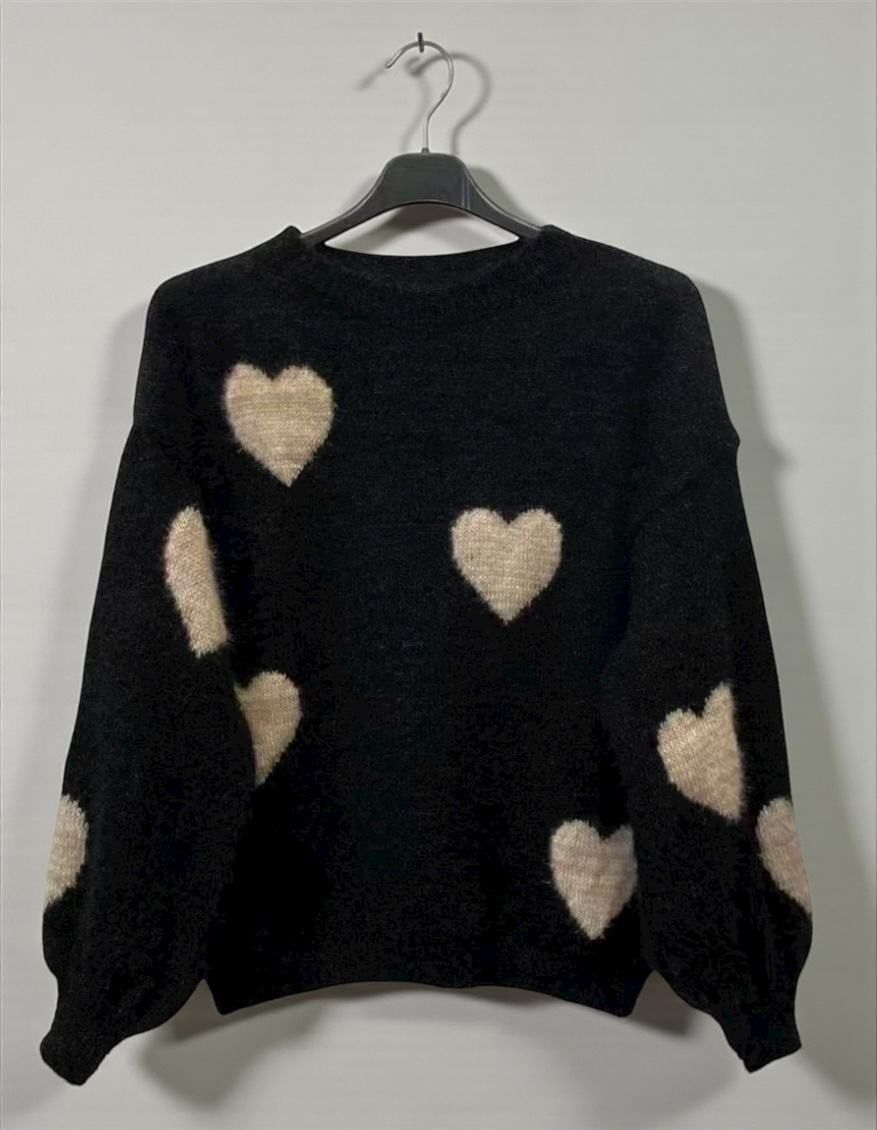 Pull Col Rond Avec Motif Coeur - L'autre mode