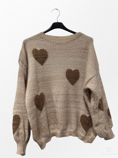 Pull Col Rond Avec Motif Coeur - L'autre mode