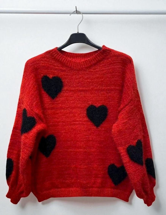 Pull Col Rond Avec Motif Coeur - L'autre mode