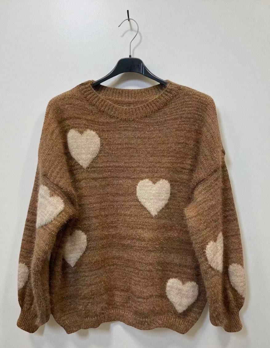 Pull Col Rond Avec Motif Coeur - L'autre mode