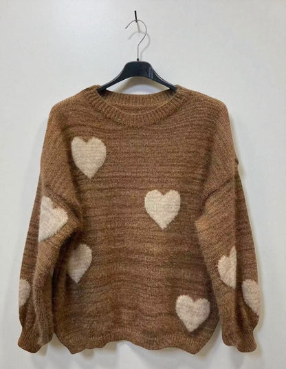 Pull Col Rond Avec Motif Coeur - L'autre mode