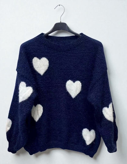Pull Col Rond Avec Motif Coeur - L'autre mode