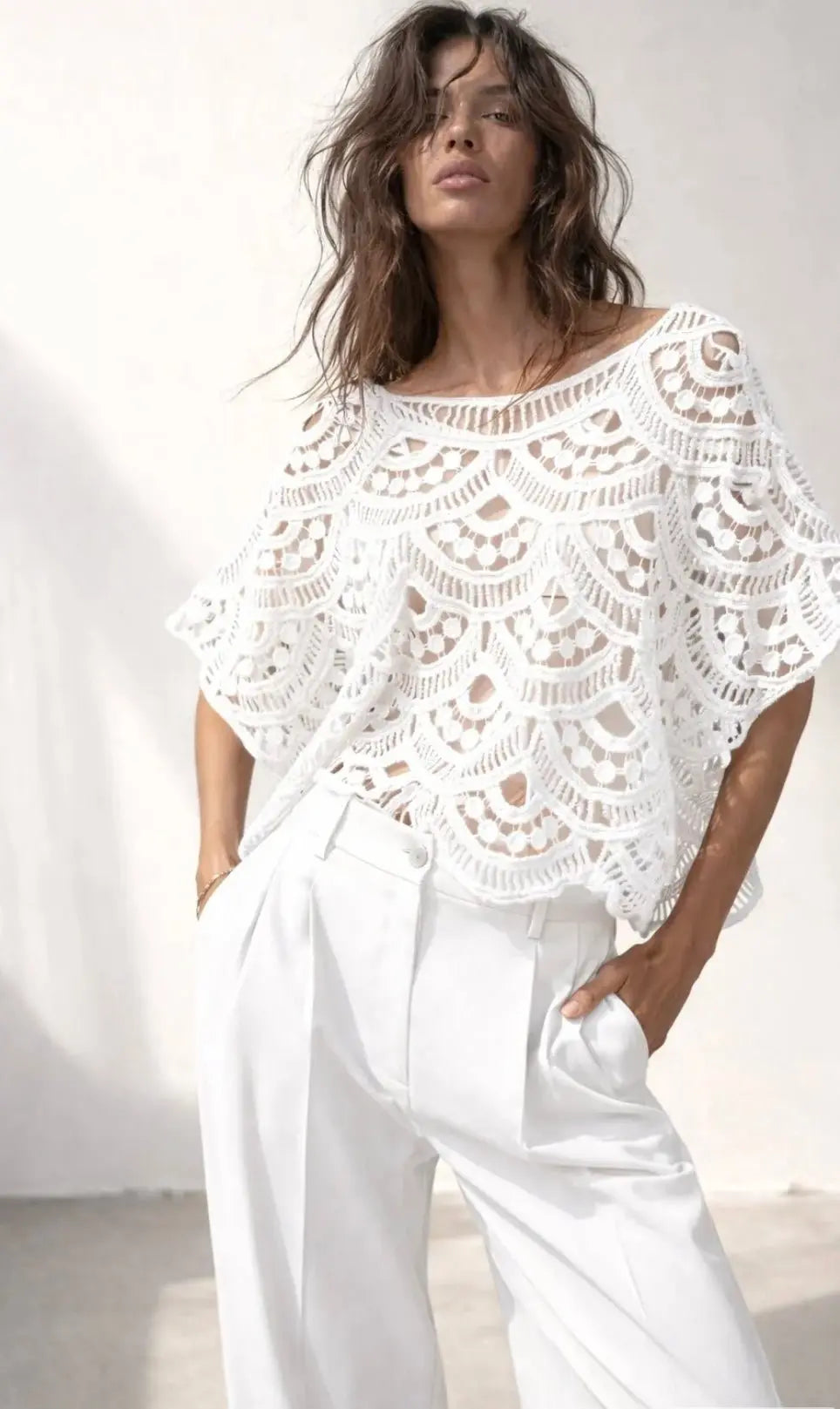 Pull crochet court arrondi - L'autre mode