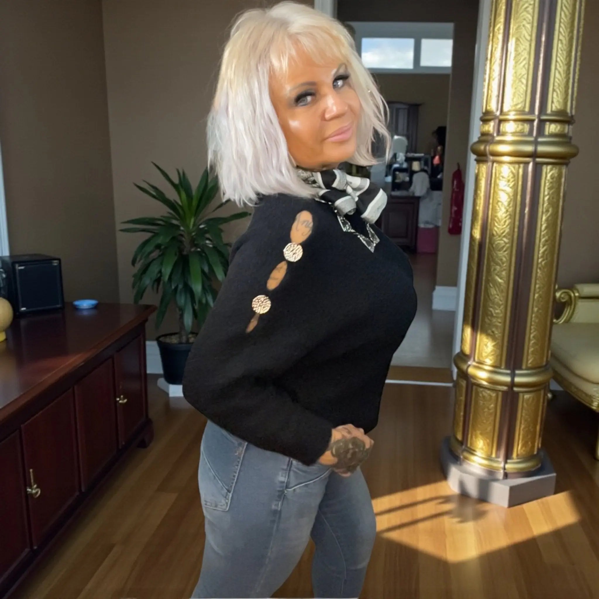 pull doux boutons manches - L'autre mode