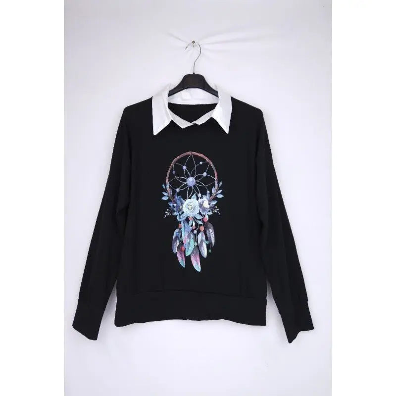 PULL IMPRIMÉ AVEC COL CHEMISE - L'autre mode