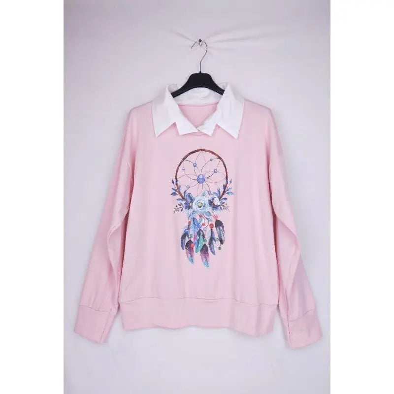 PULL IMPRIMÉ AVEC COL CHEMISE - L'autre mode